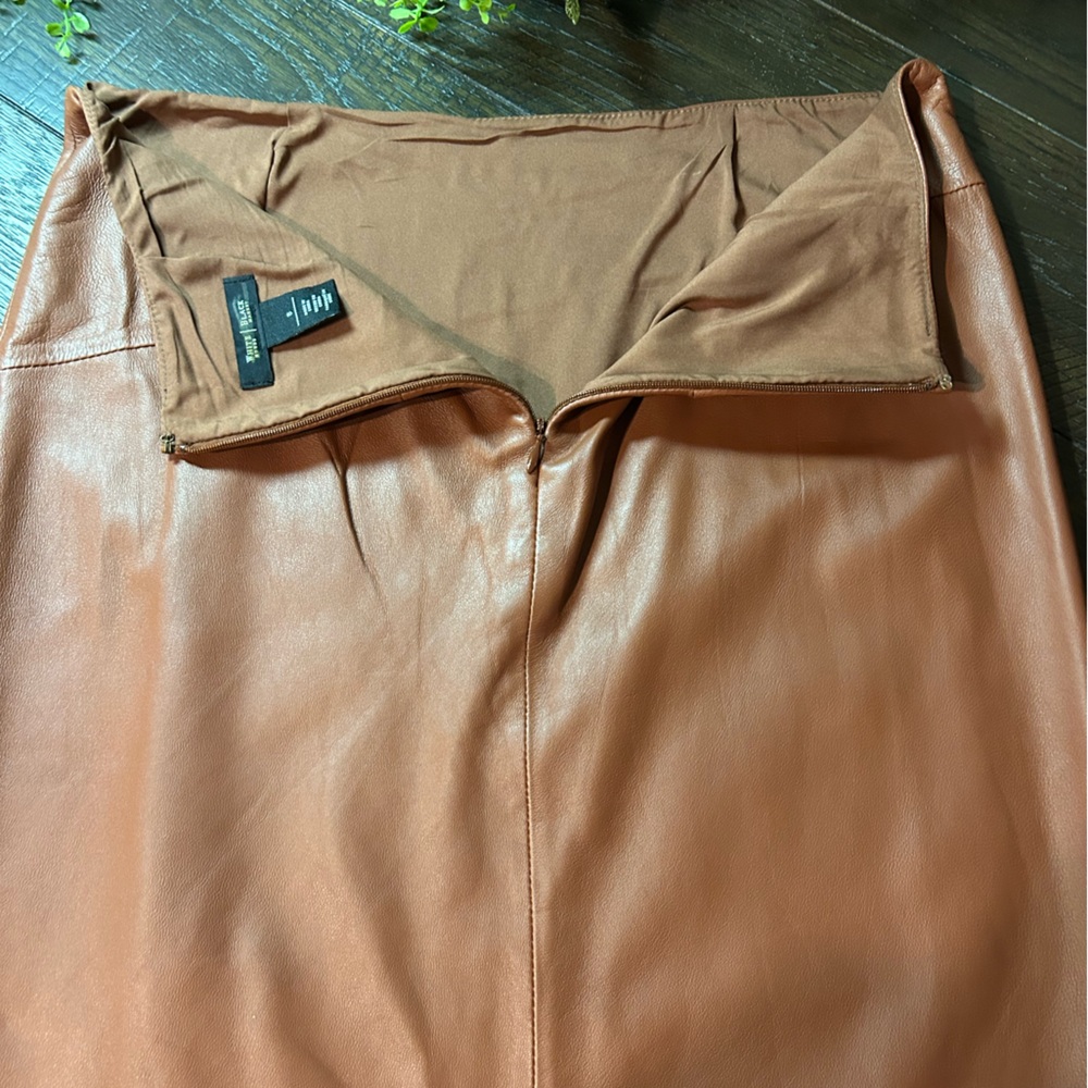 White House Black Market beautiful 100% Leather Pencil Skirt - Brown - Picture 7 of 11
